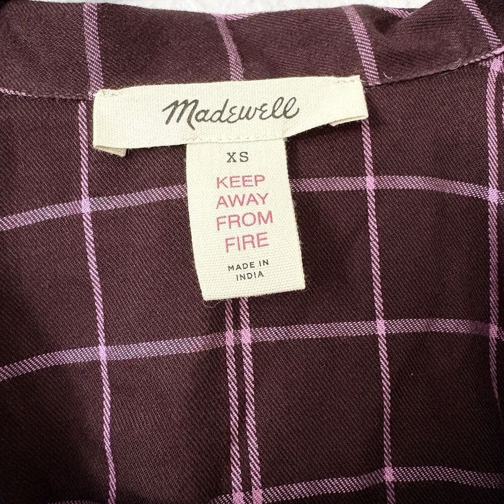 Madewell Womens XS Red Pink Plaid Flannel Pajama Top PJs Sleep - Picture 3 of 4